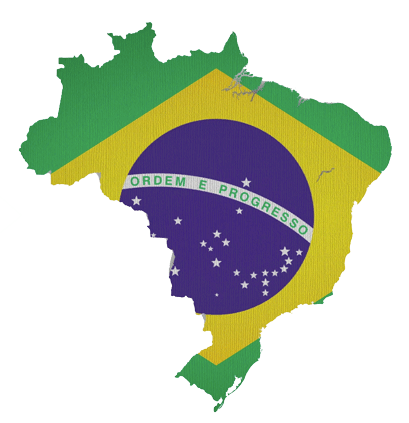 Mapa com bandeira do Brasil